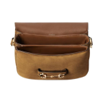GUCCI Horsebit 1955 finished double-ring and bar hardware single-shoulder bag, small size for women, brown