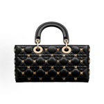 DIOR Lady D-Joy detachable and adjustable shoulder strap butterfly rivet-decorated Princess bag, single-shoulder crossbody handbag, medium size for women, black