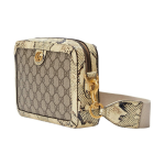 GUCCI retro gold hardware zipper opening and closing crossbody single-shoulder bag for men, beige and ebony color