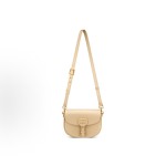 DIOR Bobby solid color shoulder strap adjustable crossbody bag, single-shoulder bag, medium-sized women\'s light camel color, Morandi color