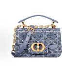 DIOR Jolie Top Handle Detachable and adjustable shoulder strap CD flip cover crossbody handbag mini women denim Blue
