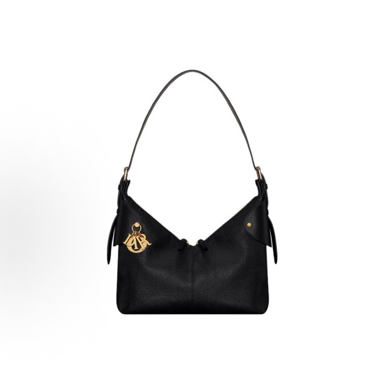 DIOR Voyage 26S Wister-patterned seam single-shoulder bag, small size for women, black