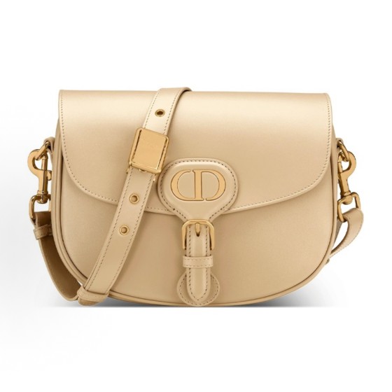 DIOR Bobby solid color shoulder strap adjustable crossbody bag, single-shoulder bag, medium-sized women\'s light camel color, Morandi color
