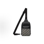 DIOR Rider 2.0 brand logo zipper opening crossbody single-shoulder bag for men, black