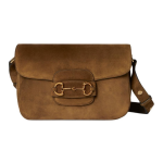 GUCCI Horsebit 1955 finished double-ring and bar hardware single-shoulder bag, small size for women, brown