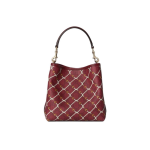 GUCCI GG Emblem GG interwoven pattern, gold hardware bucket bag, single-shoulder handbag, small size for women, red