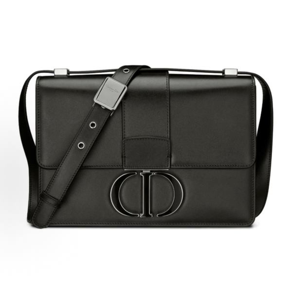 DIOR 30 Montaigne Montaigne series letter Logo bag, lid-opening box bag, single-shoulder crossbody bag for women, black
