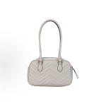 GUCCI GG Marmont vintage double G logo zipper closed quilted herringbone single-shoulder handbag for women, light grey