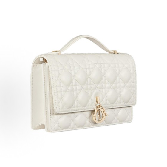 DIOR My Dior MISS DIOR detachable chain strap flap open and close wicker checkered single-shoulder crossbody bag, regular women\'s style, cream white