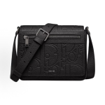 DIOR Gravity embossed messenger bag with adjustable shoulder strap, men\'s black crossbody bag