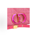 DIOR Caro detachable and adjustable chain link shoulder strap, large wire-patterned hand-held crossbody single-shoulder bag, medium size for women, bright pink