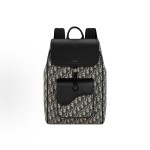 DIOR flip-top drawstring design Oblique printed grain-grain cowhide backpack for men, beige and black