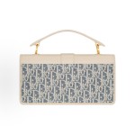 DIOR 30 Montaigne Blue coir effect checkered fabric single-shoulder handbag for women in beige