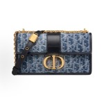 DIOR 30 Montaigne East-West Adjustable Detachable Shoulder Strap Flap Closure Toile single-shoulder crossbody Bag for Women in blue