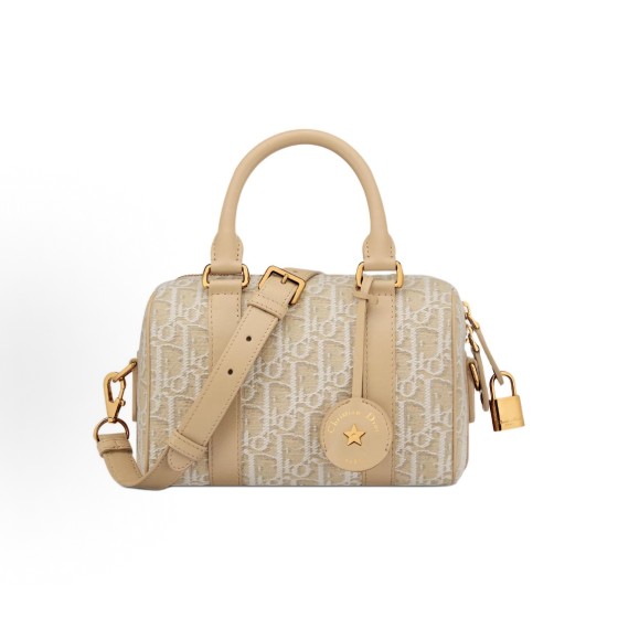 DIOR Groove 20 brand logo zipper opening and closing single-shoulder crossbody handbag in natural color for women