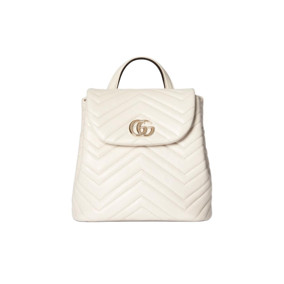 GUCCI GG Marmont Gold Logo drawstring versatile classic backpack mini Women\'s white