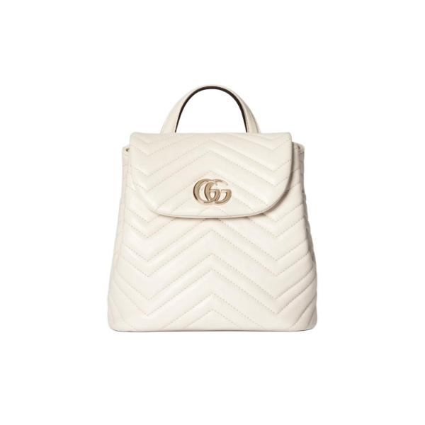 GUCCI GG Marmont Gold Logo drawstring versatile classic backpack mini Women\'s white