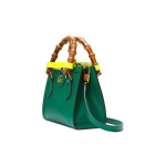 GUCCI Diana Bamboo joint Diana, Diana bamboo joint handle gold Logo, neon color buckle Tote bag, Tote bag shopping bag, single-shoulder crossbody handbag, mini women\'s style, emerald green