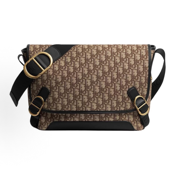 DIOR Jett jacquard shoulder strap CD buckle messenger bag, single-shoulder crossbody bag, medium size, unisex couple style, brown