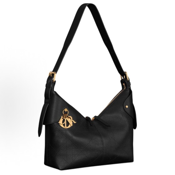 DIOR Voyage 26S Wister-patterned seam single-shoulder bag, small size for women, black