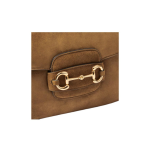 GUCCI Horsebit 1955 finished double-ring and bar hardware single-shoulder bag, small size for women, brown