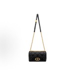 DIOR Caro gold metal CD clasp single-shoulder bag, medium size for women, black