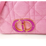 DIOR Caro detachable and adjustable chain link shoulder strap, large wire-patterned hand-held crossbody single-shoulder bag, medium size for women, bright pink