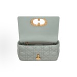 DIOR Caro rattan checkered metal chain handbag, single-shoulder crossbody bag, small size for women, grey