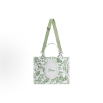 DIOR BookTote Four-leaf Clover embroidered Tote bag, shopping bag, single-shoulder crossbody handbag, medium-sized women\'s style, green and white