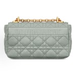 DIOR Caro rattan checkered metal chain handbag, single-shoulder crossbody bag, small size for women, grey