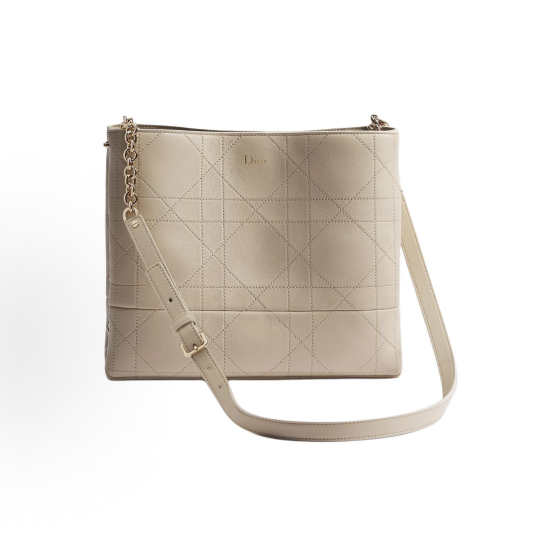 DIOR Trianon is a soft and lustrous single-shoulder crossbody bag in beige for women