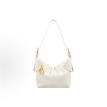 DIOR Voyage retro golden finish metal pendant single-shoulder bag, small size for women, cream white