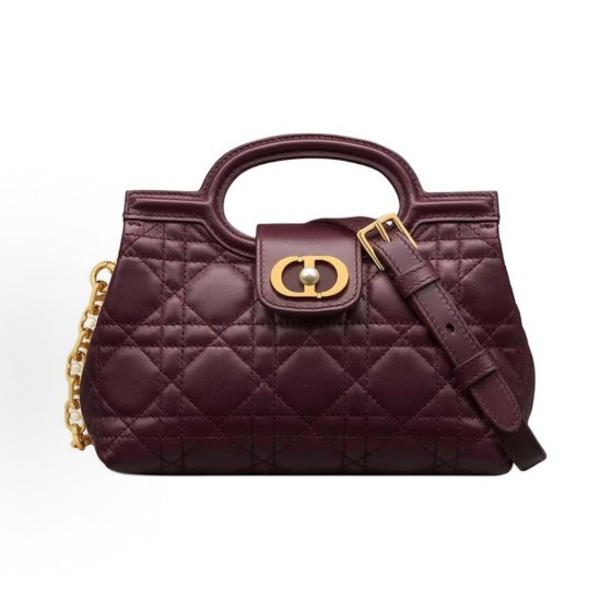 DIOR Jolie CD clasp white resin beaded single-shoulder handbag mini women\'s plum-colored