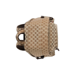 A medium-sized men\'s GUCCI embossed logo zipper opening backpack in beige and ebony