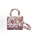 DIOR Lady Dior My ABCDior Adjustable shoulder strap butterfly heart-shaped pendant pattern printed Princess bag, single-shoulder crossbody handbag, small size for women, white and red