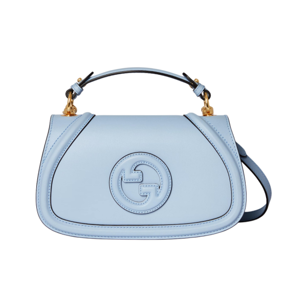 GUCCI Blondie brand logo metal accessory handbag medium-sized women\'s light blue