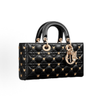 DIOR Lady D-Joy detachable and adjustable shoulder strap butterfly rivet-decorated Princess bag, single-shoulder crossbody handbag, medium size for women, black