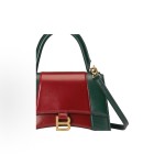 GUCCI x Balenciaga collaboration The Hacker Project Gold buckle color hourglass bag, single-shoulder crossbody handbag, unisex couple style, red and green