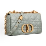 DIOR Caro rattan checkered metal chain handbag, single-shoulder crossbody bag, small size for women, grey