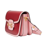 GUCCI 1955 vintage gold buckle with color trim saddle bag, crossbody single-shoulder bag, small size for women, red and pink