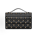 DIOR Miss Dior lettered pendant, detachable and adjustable shoulder strap, butterfly rivet decoration, single-shoulder crossbody handbag, women\'s black style