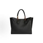 GUCCI Bamboo golden combination tote bag, large size for women, black