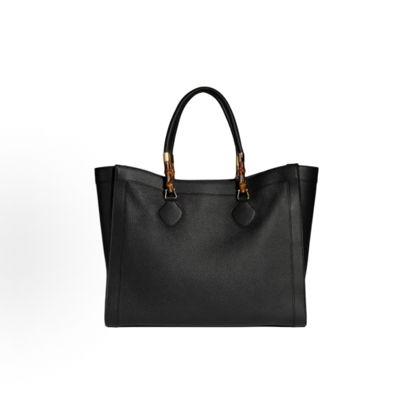 GUCCI Bamboo golden combination tote bag, large size for women, black