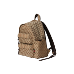 A medium-sized men\'s GUCCI embossed logo zipper opening backpack in beige and ebony