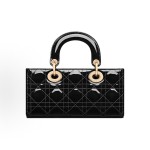 DIOR Lady D-Joy light gold finish pendant with vine check pattern detachable and adjustable shoulder strap Princess handbag, small size for women, black