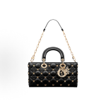 DIOR Lady D-Joy detachable and adjustable shoulder strap butterfly rivet-decorated Princess bag, single-shoulder crossbody handbag, medium size for women, black