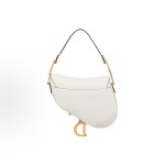 DIOR Saddle stirrup D-shaped pendant, retro gold finish, metal CD logo, saddle bag, single-shoulder crossbody bag, handbag, women\'s style, cream white