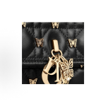 DIOR Miss Dior lettered pendant, detachable and adjustable shoulder strap, butterfly rivet decoration, single-shoulder crossbody handbag, women\'s black style