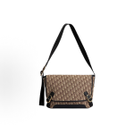 DIOR Jett jacquard shoulder strap CD buckle messenger bag, single-shoulder crossbody bag, medium size, unisex couple style, brown