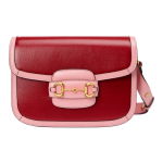 GUCCI 1955 vintage gold buckle with color trim saddle bag, crossbody single-shoulder bag, small size for women, red and pink